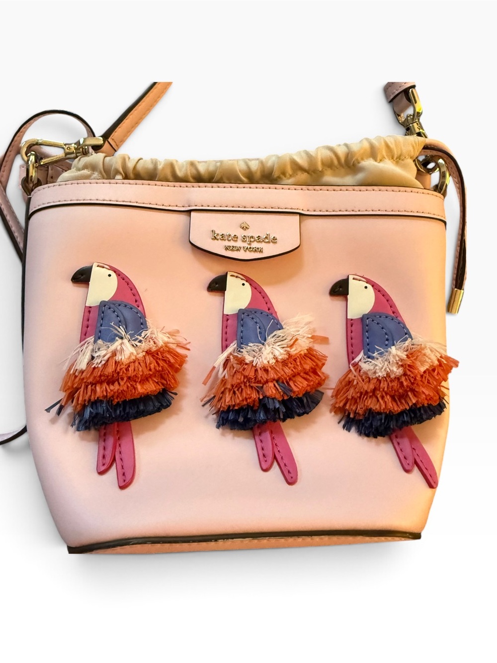 kate spade Pippa Flock Party Small Bucket Bag Parrot Fringe - Picture 3 of 8
